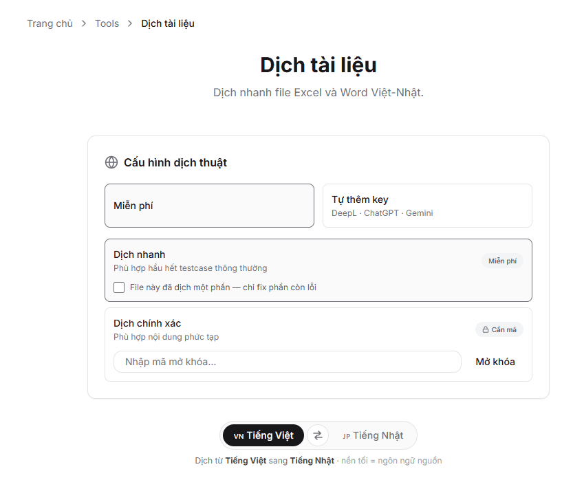 Hướng dẫn sử dụng công cụ dịch tài liệu Excel/Word Việt–Nhật